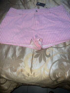 Denim & Co Pink and White Striped Shorts Size 16